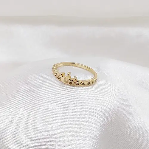 ANEL COROA PRINCESS BANHADO A OURO 18K