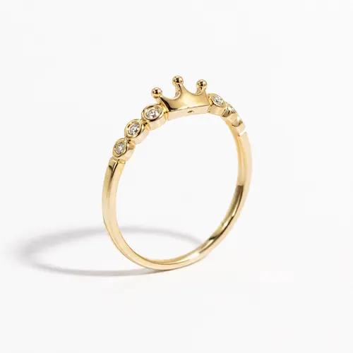 ANEL COROA PRINCESS BANHADO A OURO 18K
