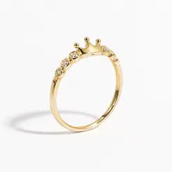 ANEL COROA PRINCESS BANHADO A OURO 18K
