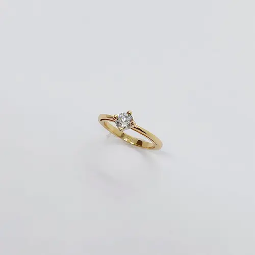 ANEL SOLITÁRIO REDONDO BANHADO A OURO 18K