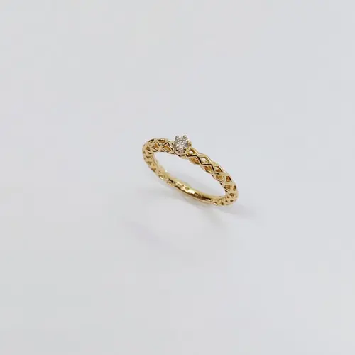 ANEL ENTRELAÇADO LOSANGO BANHADO A OURO 18K