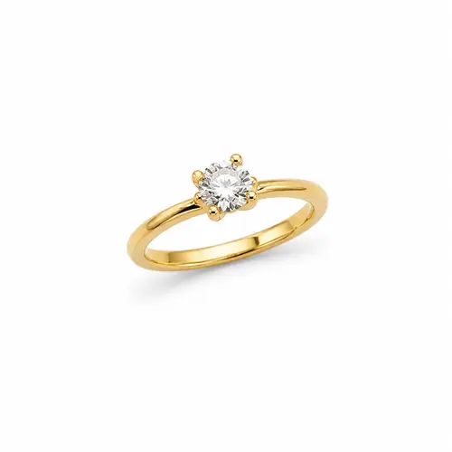 ANEL SOLITÁRIO REDONDO BANHADO A OURO 18K