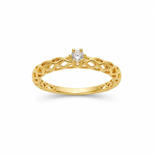 ANEL ENTRELAÇADO LOSANGO BANHADO A OURO 18K