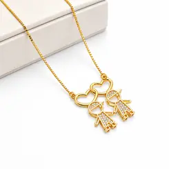 COLAR 2 FILHOS 3D BANHADO A OURO 18K