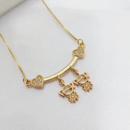 COLAR 2 FILHOS BANAHDO A OURO 18K