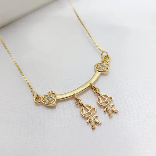 COLAR 2 FILHOS BANAHDO A OURO 18K