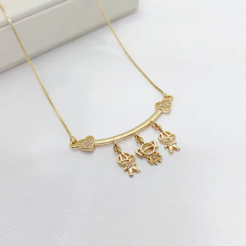 COLAR 3 FILHOS BANHADO A OURO 18K