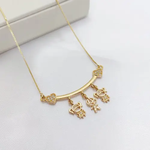 COLAR 3 FILHOS BANHADO A OURO 18K