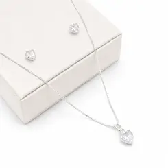 CONJUNTO CORAÇÃO BANHADO A PRATA925