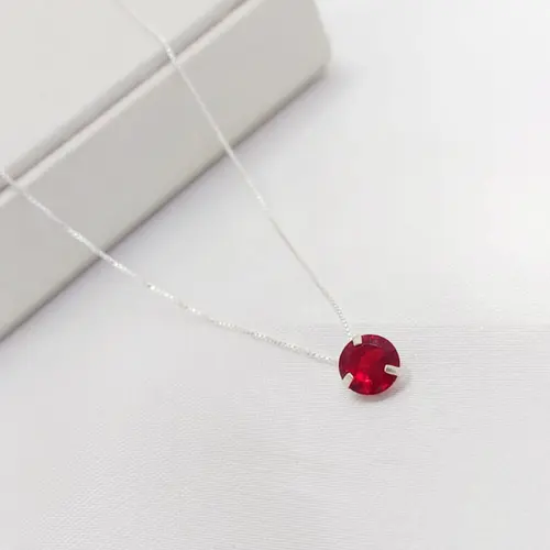 CHOKER PIN VERMELHO BANHADA A PRATA925