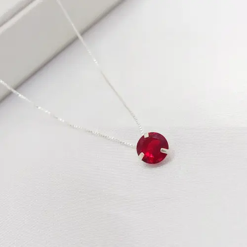 CHOKER PIN VERMELHO BANHADA A PRATA925