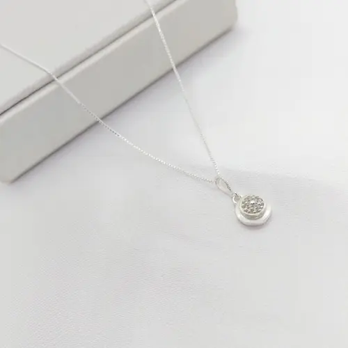 CHOKER PINGENTE REDONDO BANHADA A PRATA925