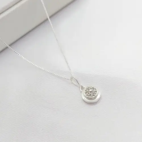 CHOKER PINGENTE REDONDO BANHADA A PRATA925