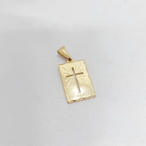 PINGENTE C/CRUZ VAZADA BANHADA A OURO 18K
