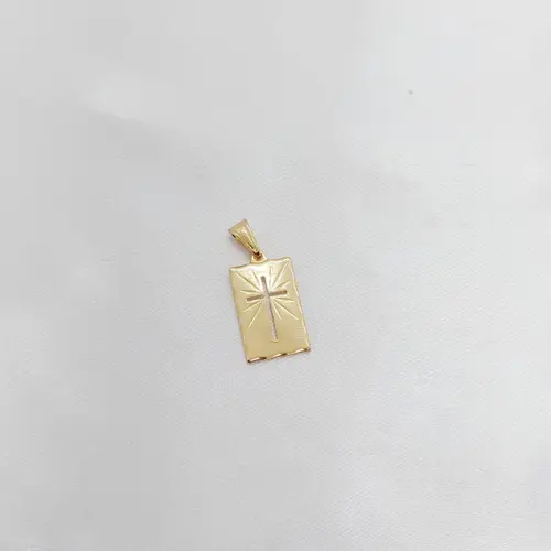 PINGENTE C/CRUZ VAZADA BANHADA A OURO 18K