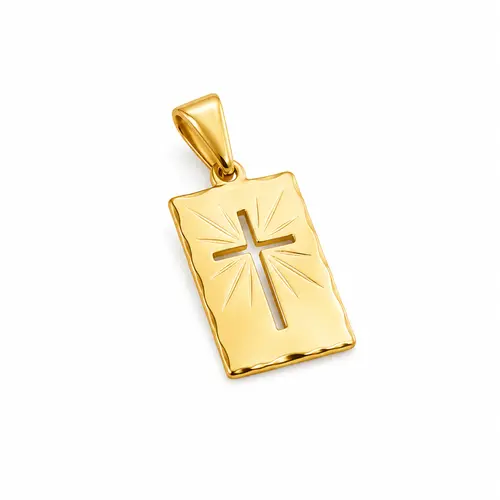 PINGENTE C/CRUZ VAZADA BANHADA A OURO 18K