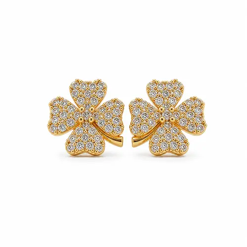 BRINCO TREVO LUNA BANHADO A OURO 18K