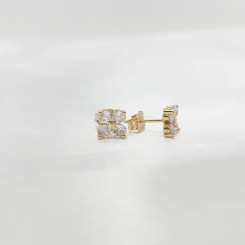 BRINCO TREVO CRISTAL BANHADO A OURO 18K