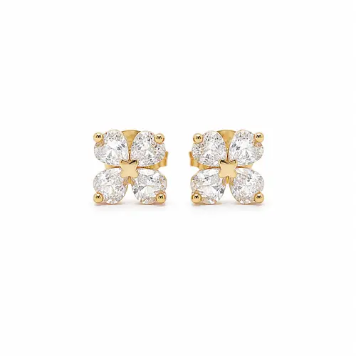 BRINCO TREVO CRISTAL BANHADO A OURO 18K