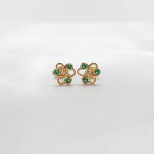 BRINCO P. VERDES BANHADO A OURO 18K