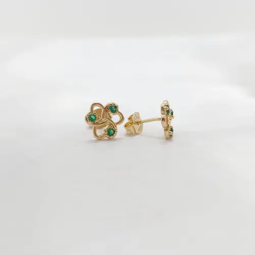 BRINCO P. VERDES BANHADO A OURO 18K