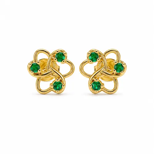 BRINCO P. VERDES BANHADO A OURO 18K