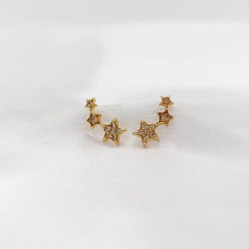 BRINCO ESTRELAS METEORO BANHADO A OURO 18K
