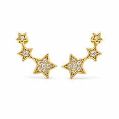 BRINCO ESTRELAS METEORO BANHADO A OURO 18K
