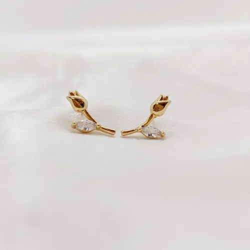 BRINCO ROSA BANHADA A OURO 18K