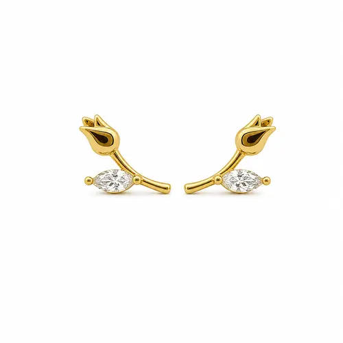 BRINCO ROSA BANHADA A OURO 18K