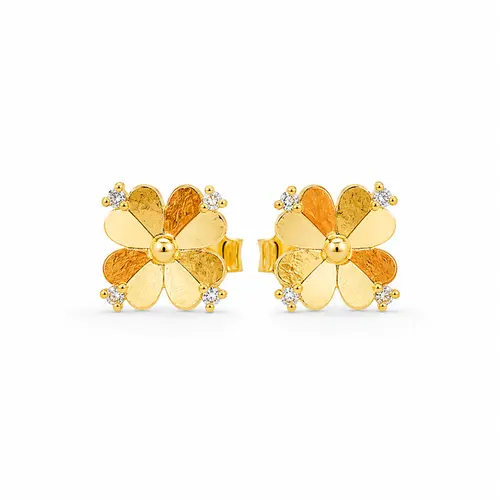 BRINCO FLOWER BANHADO A OURO 18K