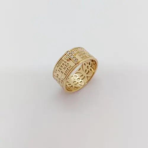 ANEL PAI NOSSO BANHADO A OURO 18K