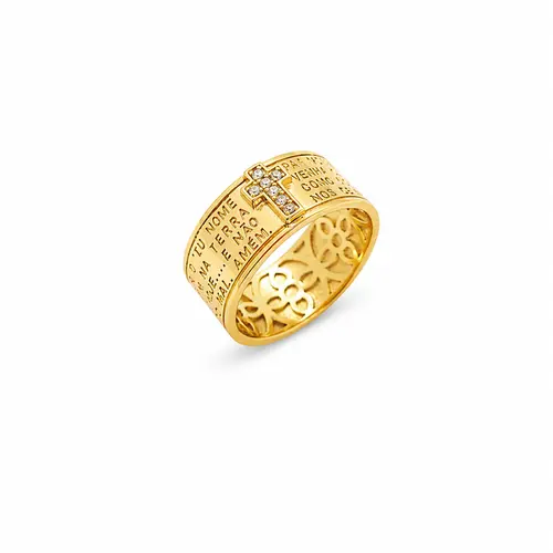 ANEL PAI NOSSO BANHADO A OURO 18K