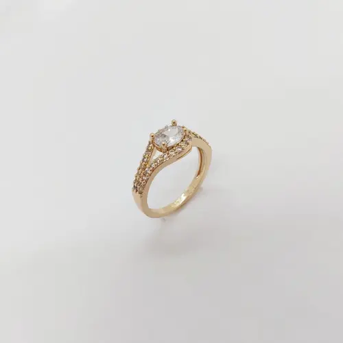 ANEL GOTA CRISTALINA BANAHDO A OURO 18K