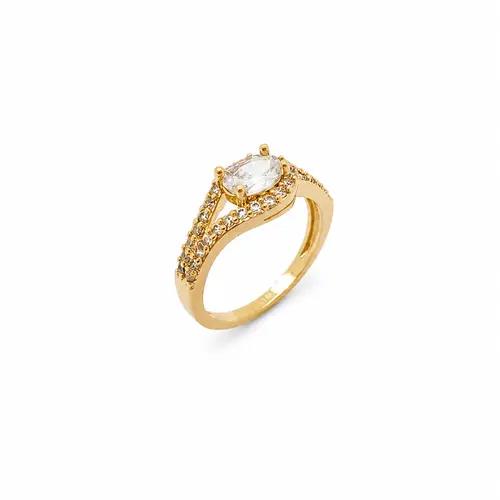 ANEL GOTA CRISTALINA BANAHDO A OURO 18K