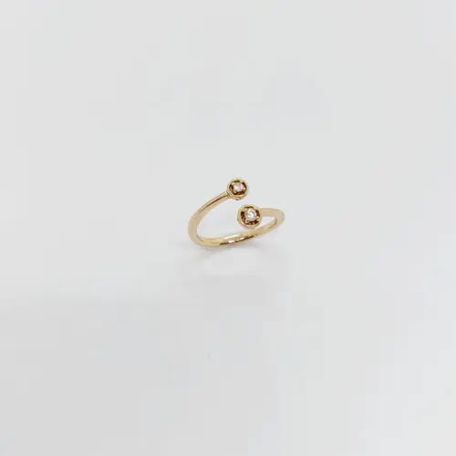 ANEL DUO ESFERAS BANHADO A OURO 18K