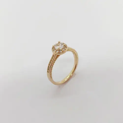 ANEL PONTO BRILHANTE BANHADO A OURO 18K