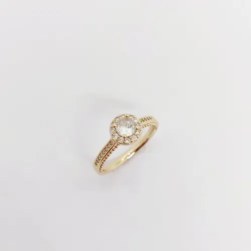 ANEL PONTO BRILHANTE BANHADO A OURO 18K