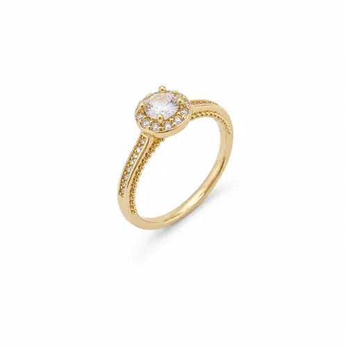 ANEL PONTO BRILHANTE BANHADO A OURO 18K