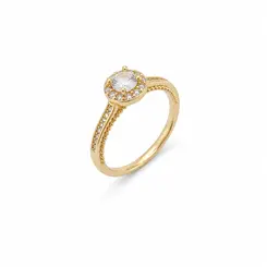 ANEL PONTO BRILHANTE BANHADO A OURO 18K