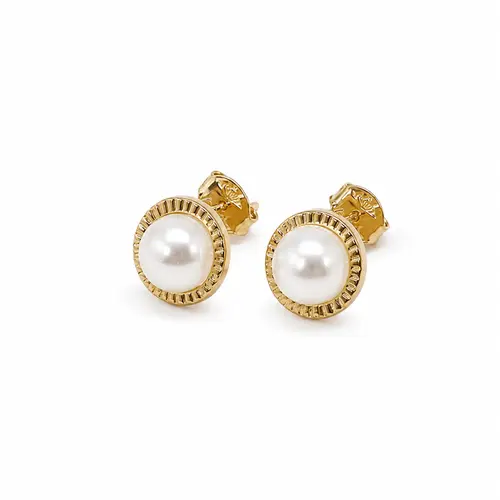 BRINCO PEROLA CALISTA BANHADO A OURO 18K