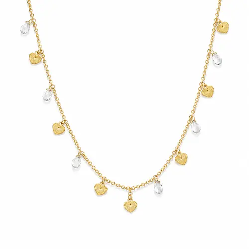 CHOKER CORAÇÕES ELOS BANHADA A OURO 18K