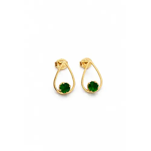 BRINCO PEDRA VERDE BANHADO A OURO 18K