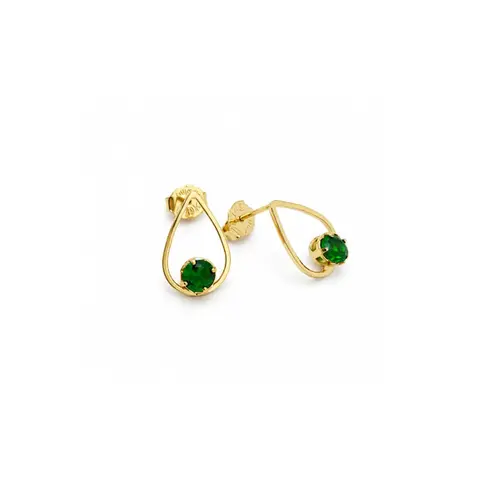 BRINCO PEDRA VERDE BANHADO A OURO 18K