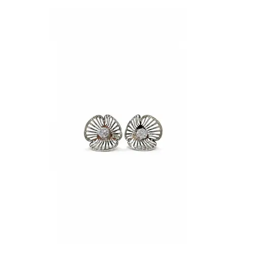 BRINCO FLOR BANHADO A OURO BRANCO