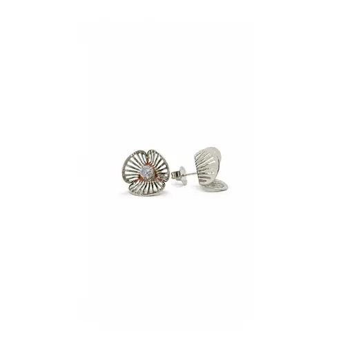 BRINCO FLOR BANHADO A OURO BRANCO