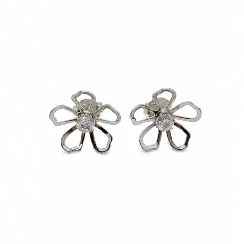 BRINCO FLOR BANHADO A OURO BRANCO
