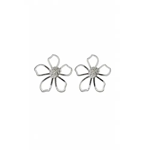 BRINCO FLOR BANHADO A OURO OURO BRANCO