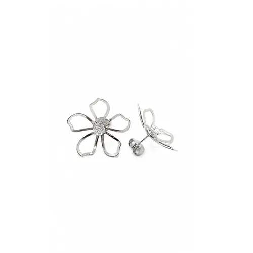 BRINCO FLOR BANHADO A OURO OURO BRANCO