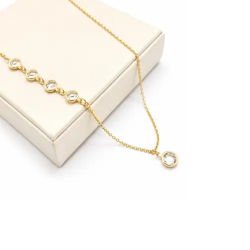CHOKER PEDRAS CRISTAL BANHADA A OURO 18K